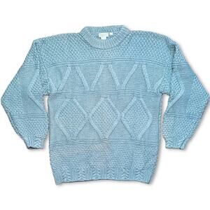 Vintage 90s Blue Cotton Grandpa Sweater Banana Republic Size Large